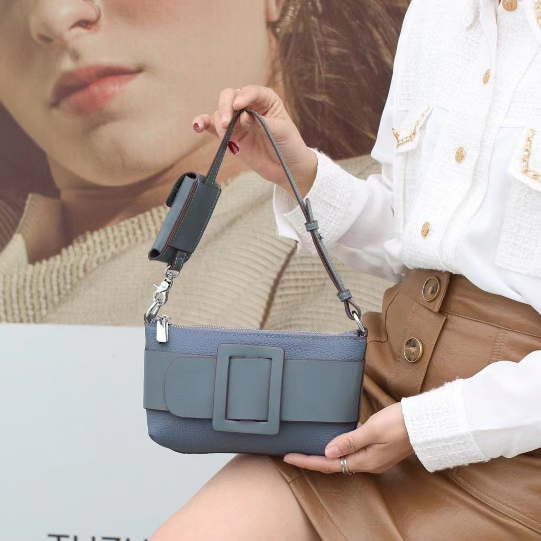 【D2】Real Cowhide Leather Handle Crossbody Bag,buy1 get 1 coins purse
