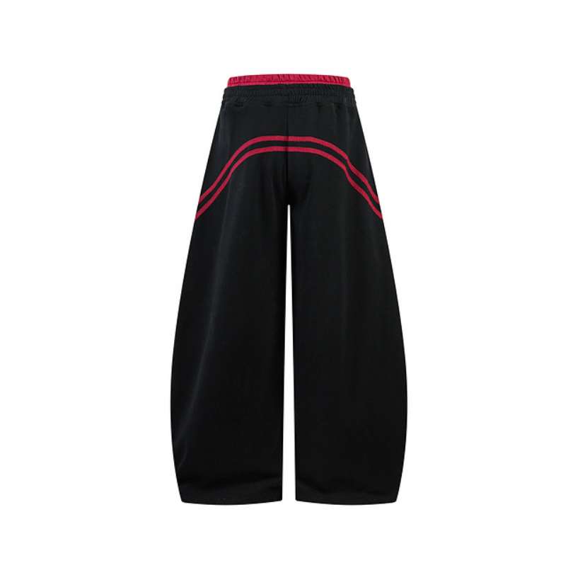 Colorblock Double Waistband Baggy Pants