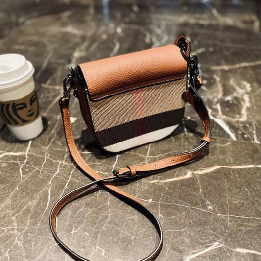 【Belt Saddle】Elephant's trunk-Checkered Cowhide Leather Handbag Crossbodys-,buy 1 get 1 pony and 1 coins purse