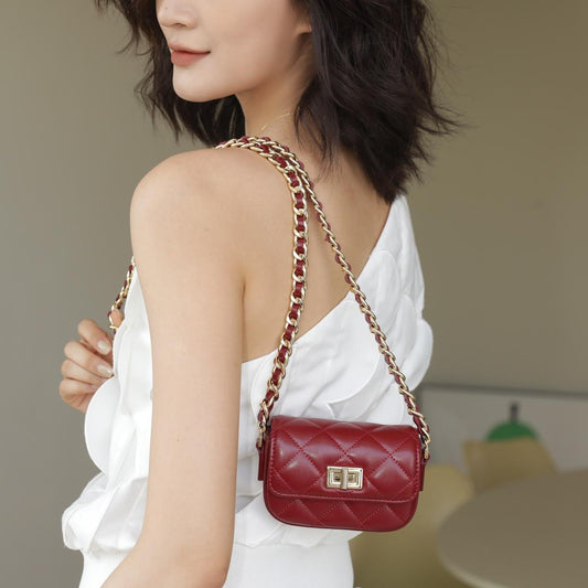 【Lipstick Bag】 Micro Quilted Lock Crossbody Bag,buy 1 get 1 pony and 1 coins purse