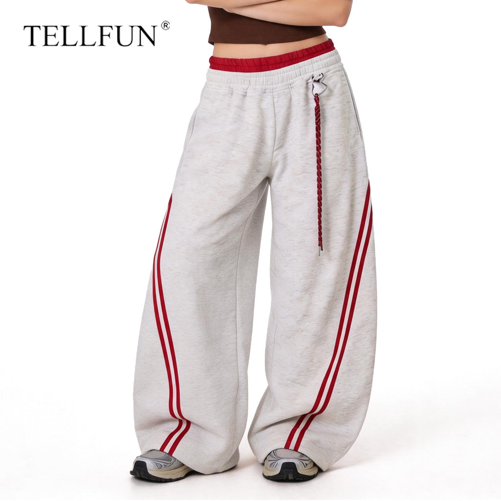 Colorblock Double Waistband Baggy Pants