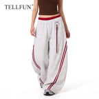 Colorblock Double Waistband Baggy Pants