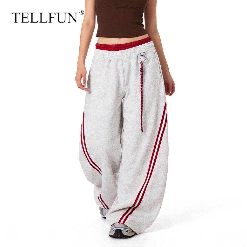 Colorblock Double Waistband Baggy Pants