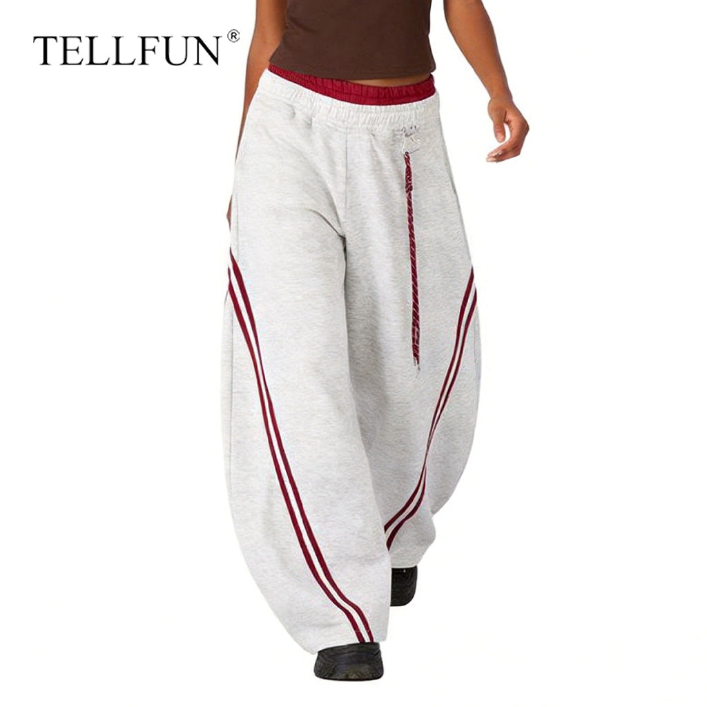 Colorblock Double Waistband Baggy Pants