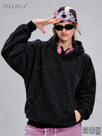 Sequined Pullover Hoodie - Fashionable Casual Long-Sleeved Menswear Top with Pockets, Loose-Fitting Y2K Galaxy Sweatshirt for Autumn & Winter