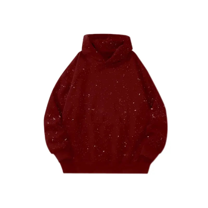 Sequined Pullover Hoodie - Fashionable Casual Long-Sleeved Menswear Top with Pockets, Loose-Fitting Y2K Galaxy Sweatshirt for Autumn & Winter