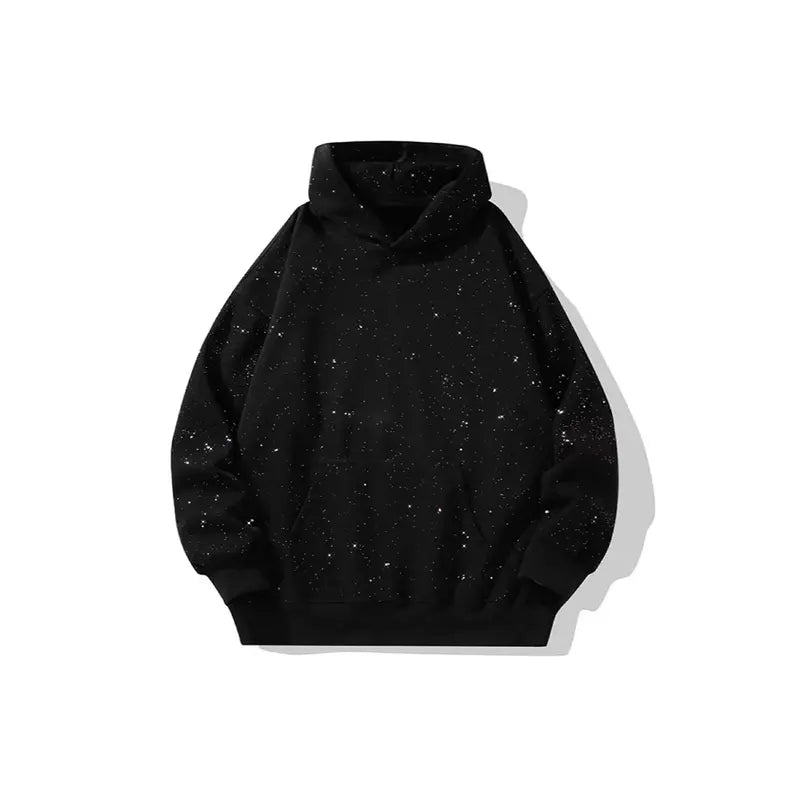 Sequined Pullover Hoodie - Fashionable Casual Long-Sleeved Menswear Top with Pockets, Loose-Fitting Y2K Galaxy Sweatshirt for Autumn & Winter