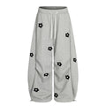 Flower Embroidered Wide-Leg Pants