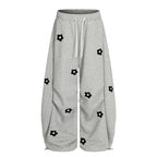 Flower Embroidered Wide-Leg Pants