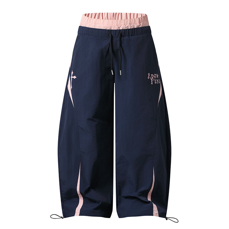 Y2K Layered Waist Colorblock Baggy Pants