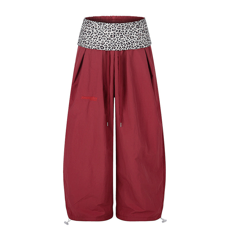 Y2K Leopard Waist Baggy Pants