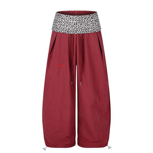 Y2K Leopard Waist Baggy Pants