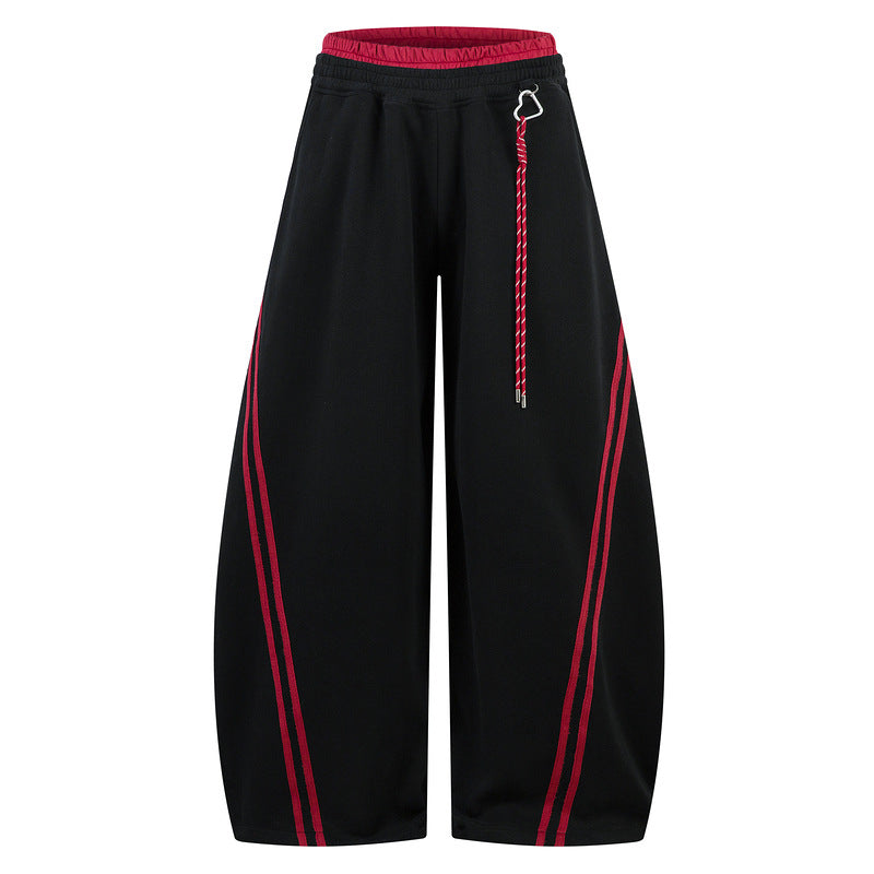 Colorblock Double Waistband Baggy Pants