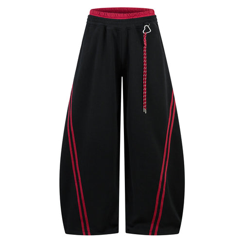 Colorblock Double Waistband Baggy Pants