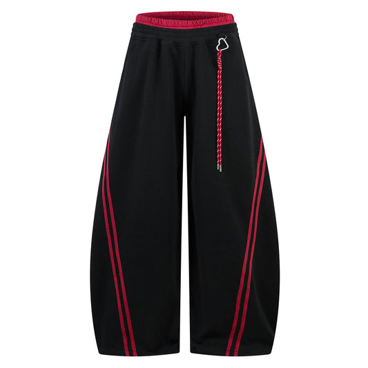Colorblock Double Waistband Baggy Pants