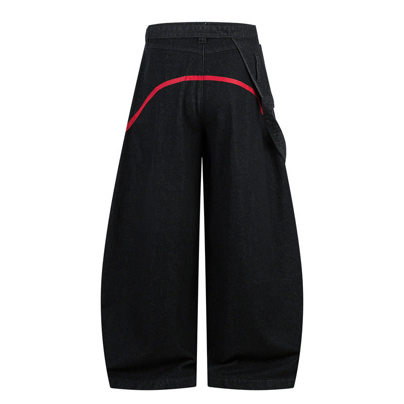 Striped Colorblock Denim Pants
