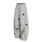Flower Embroidered Wide-Leg Pants