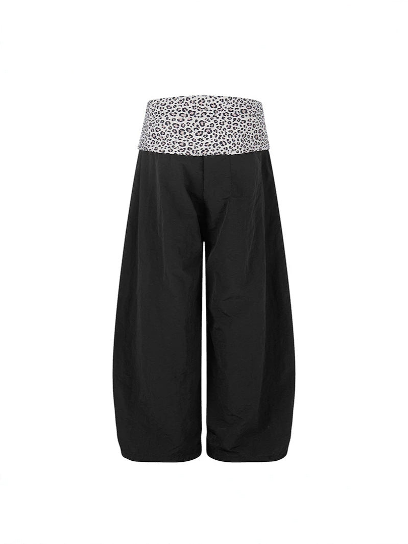 Y2K Leopard Waist Baggy Pants