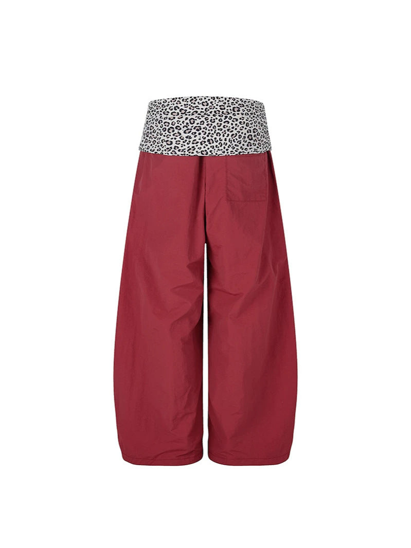 Y2K Leopard Waist Baggy Pants