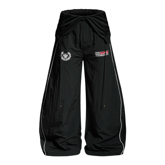 Lightweight Baggy Wide Leg Pants with Double Waistband