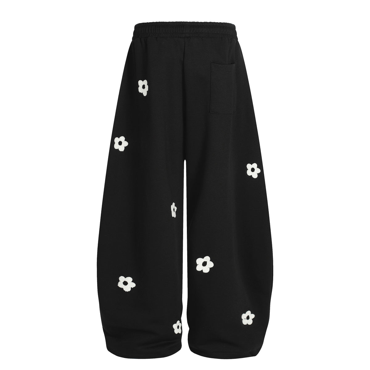 Flower Embroidered Wide-Leg Pants