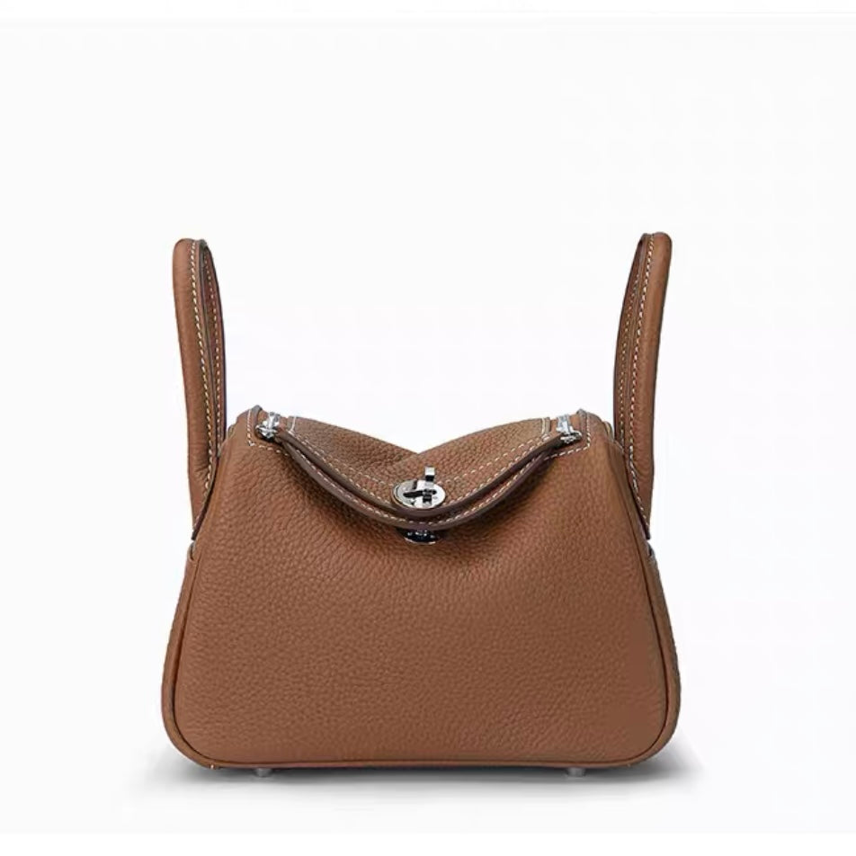 【Mini LD】Cowhide Leather Hangbag Doctor Bag，，buy 1 get 1 pony and 1 headband