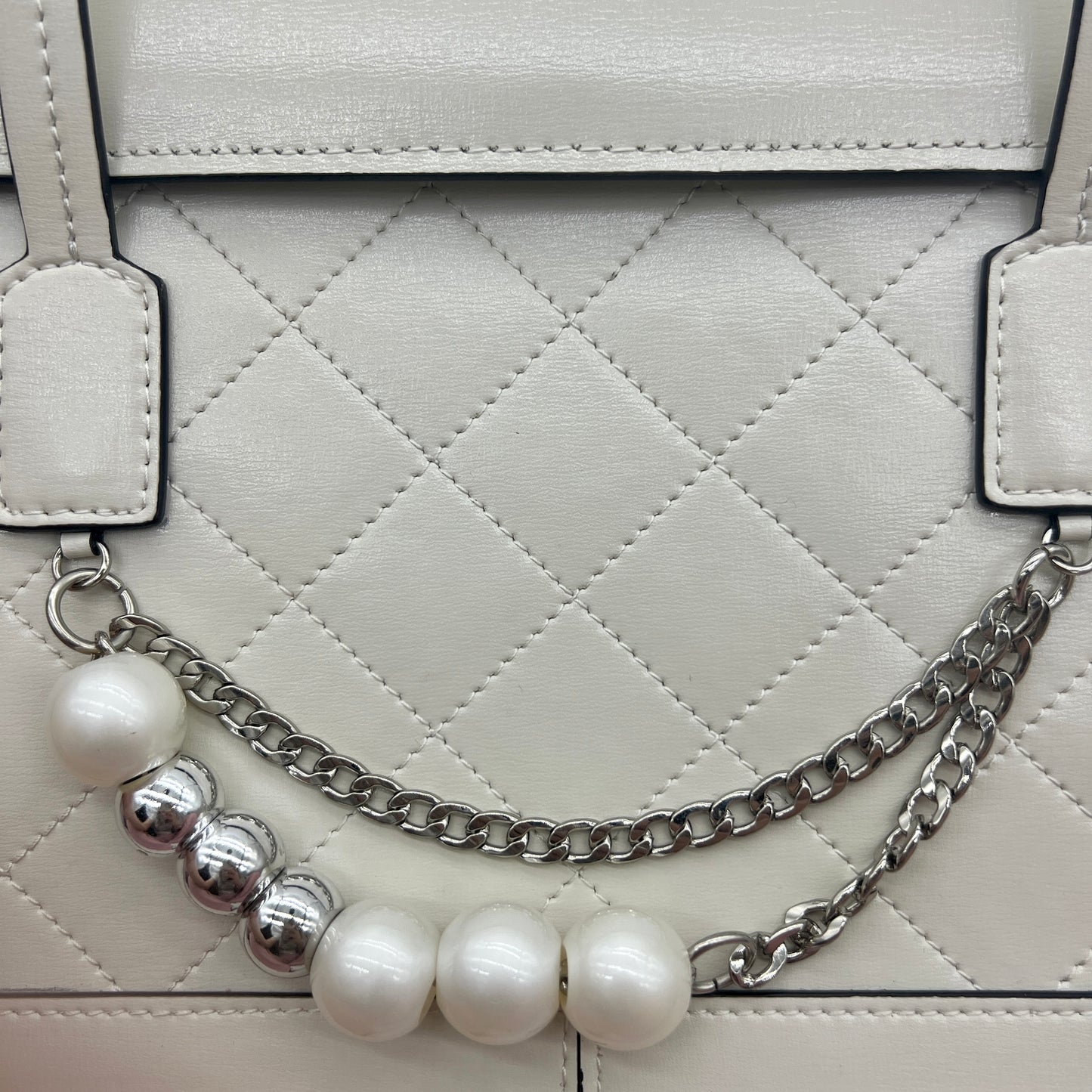 【Lady Shoulder Bag】Cowhide Leather Pearl chain decorative flap bag，buy 1 get 1 pony and 1 headband
