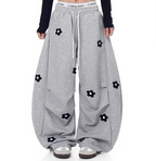 Flower Embroidered Wide-Leg Pants