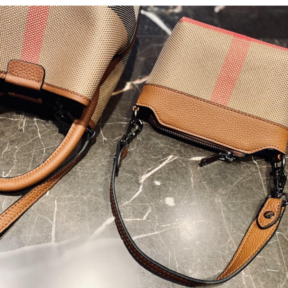 【New bucket】Checkered Large Capacity Bucket Bag -，buy 1 get 1 pony and 1 headband