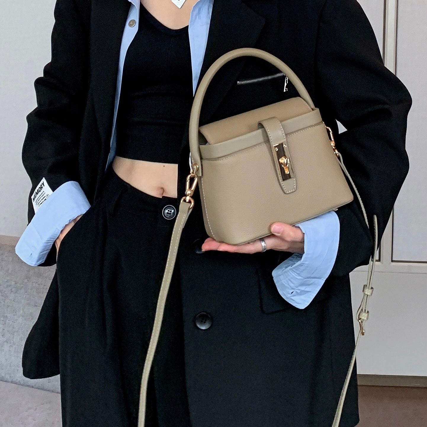【Box Handbag】Togo Leather Box Handbag-，buy 1 get 1 pony and 1 headband