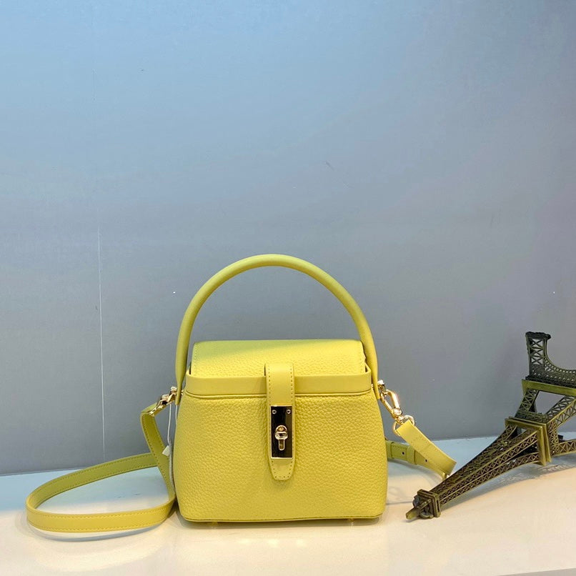 【Box Handbag】Togo Leather Box Handbag-，buy 1 get 1 pony and 1 headband