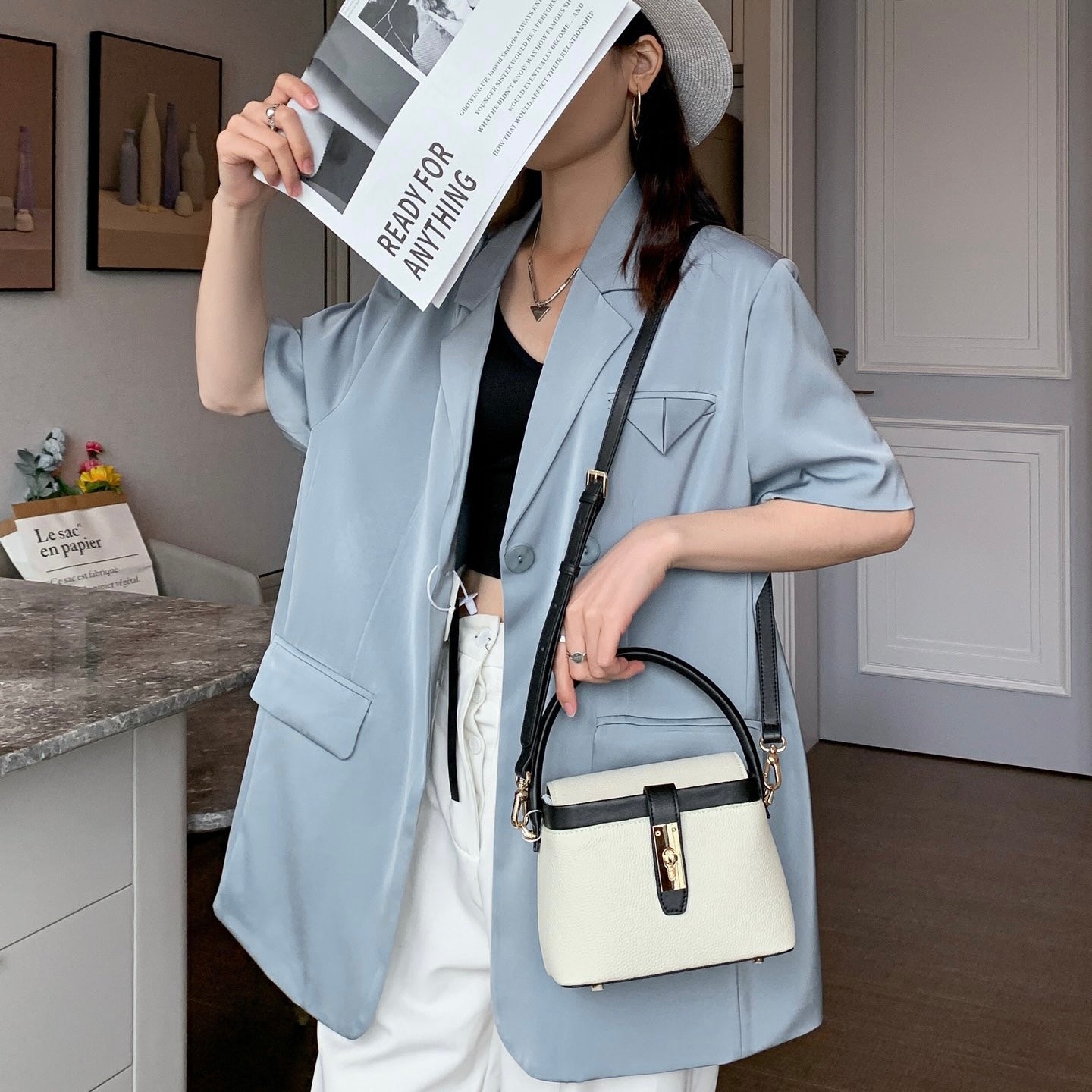 【Box Handbag】Togo Leather Box Handbag-，buy 1 get 1 pony and 1 headband