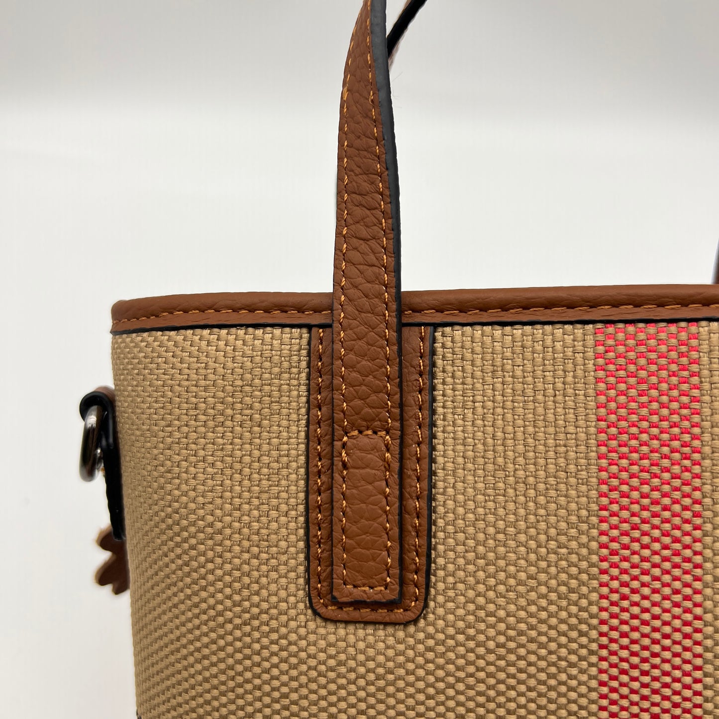【Nano Tote】Checkered Zipper Handle Crossbody Bag-buy 1 get 1 pony and 1 coins purse