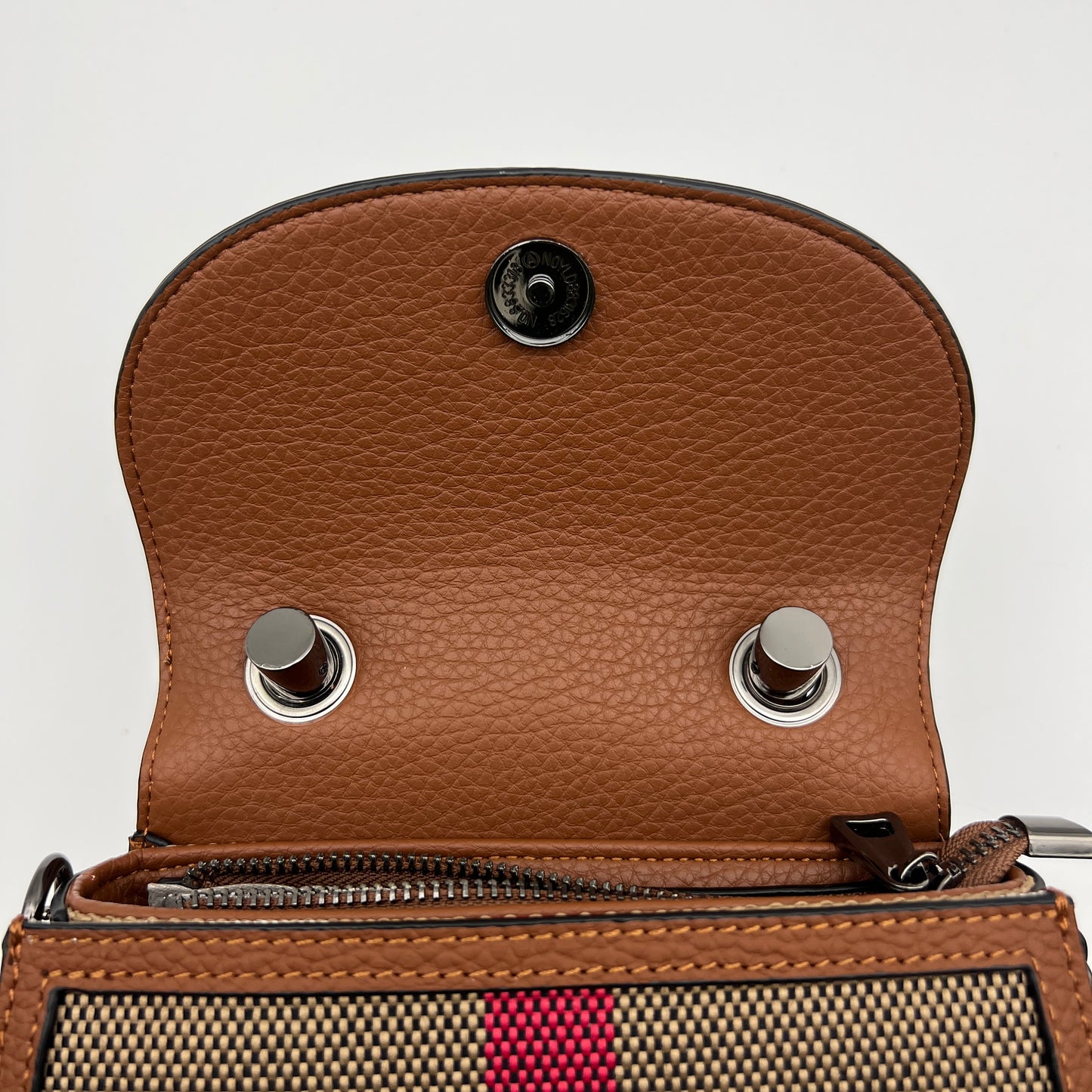 【Smile Bag】Checkered Cute  Flap Handle Crossbody Bag-buy 1 get 1 pony and 1 coins purse