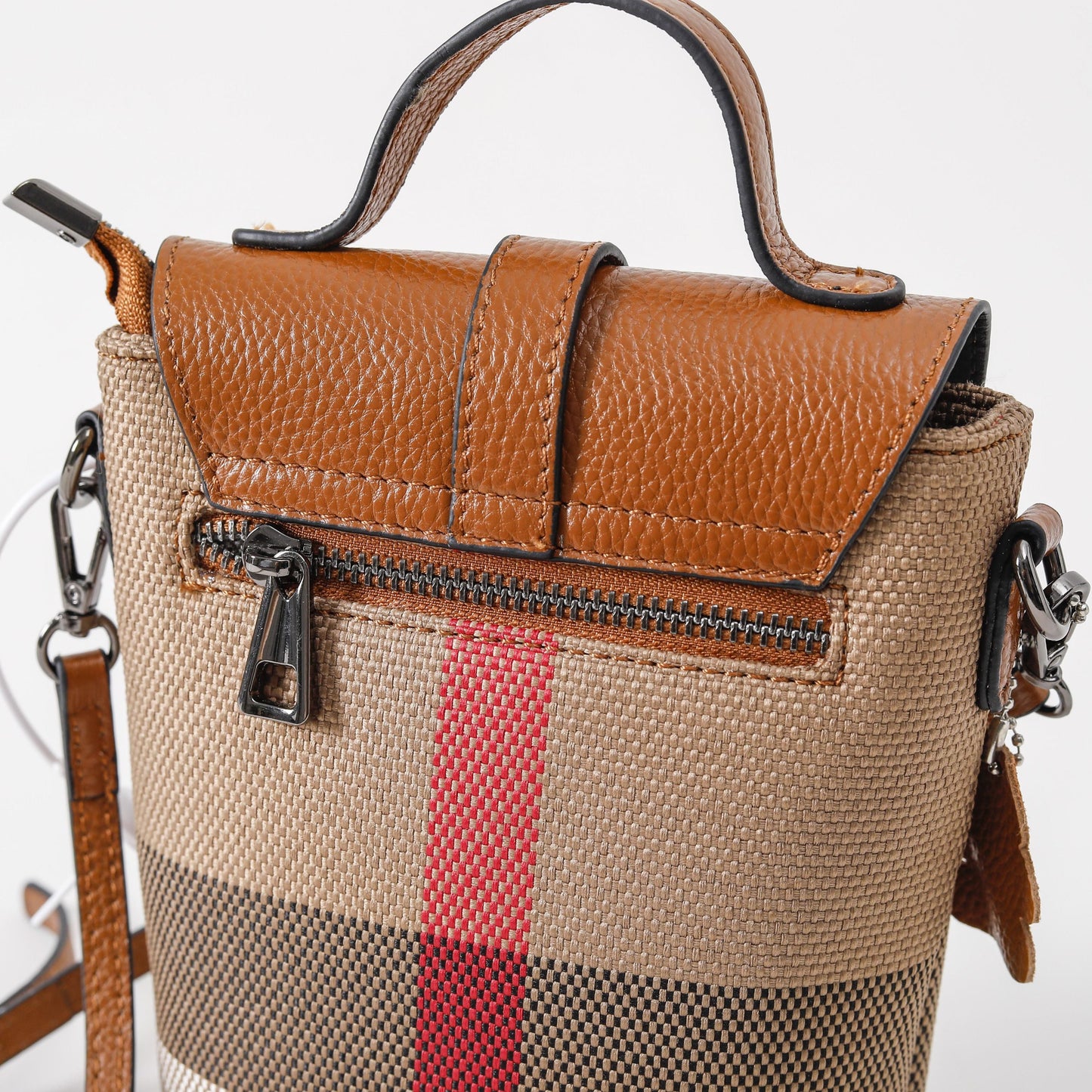 【Flap Phone Bag】Checkered Crossbody Cellphone Bag  L 5.51" , W 3.55" , H 7.09"-buy 1 get 1 pony and 1 coins purse