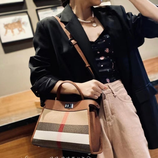 【T Bag-S】Trapezoid Briefcase Handbag-，buy 1 get 1 pony and 1 headband