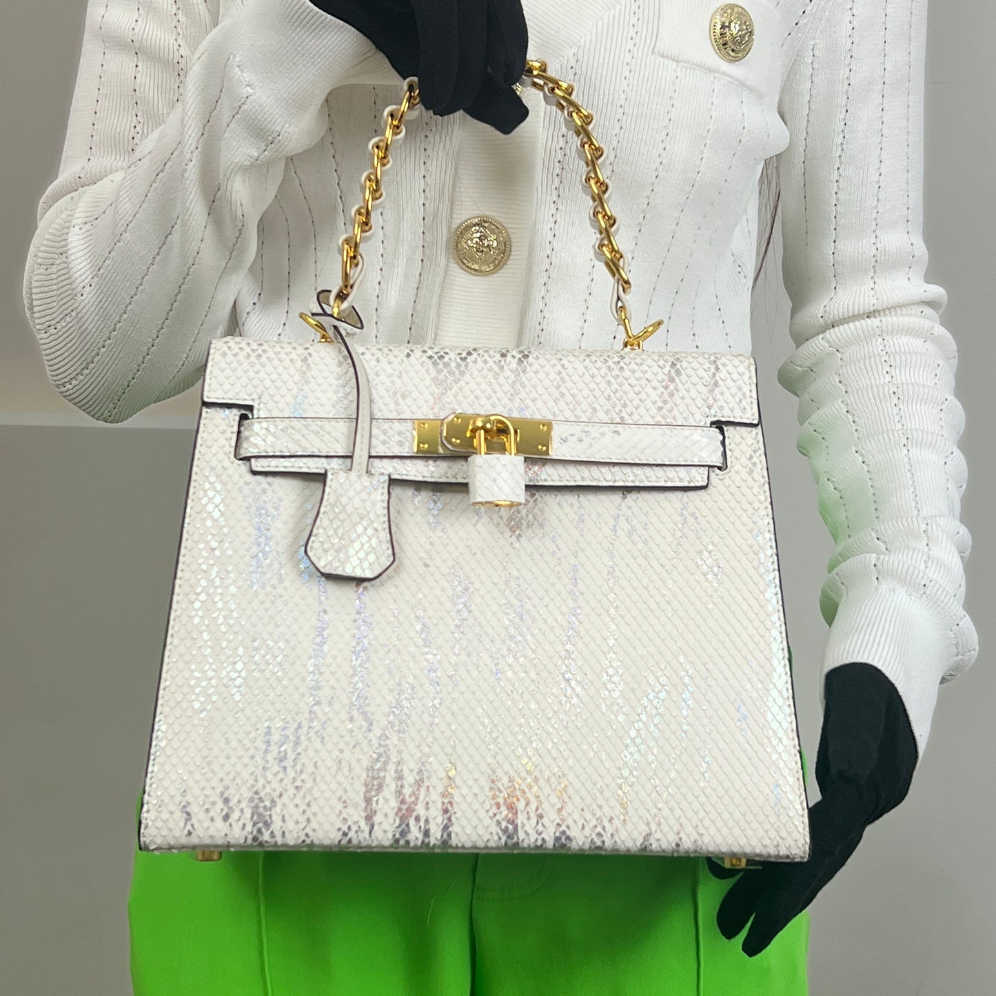 【Trending 2023】【Kayla】Cut Snakeskin Laser Coating Design Handbag