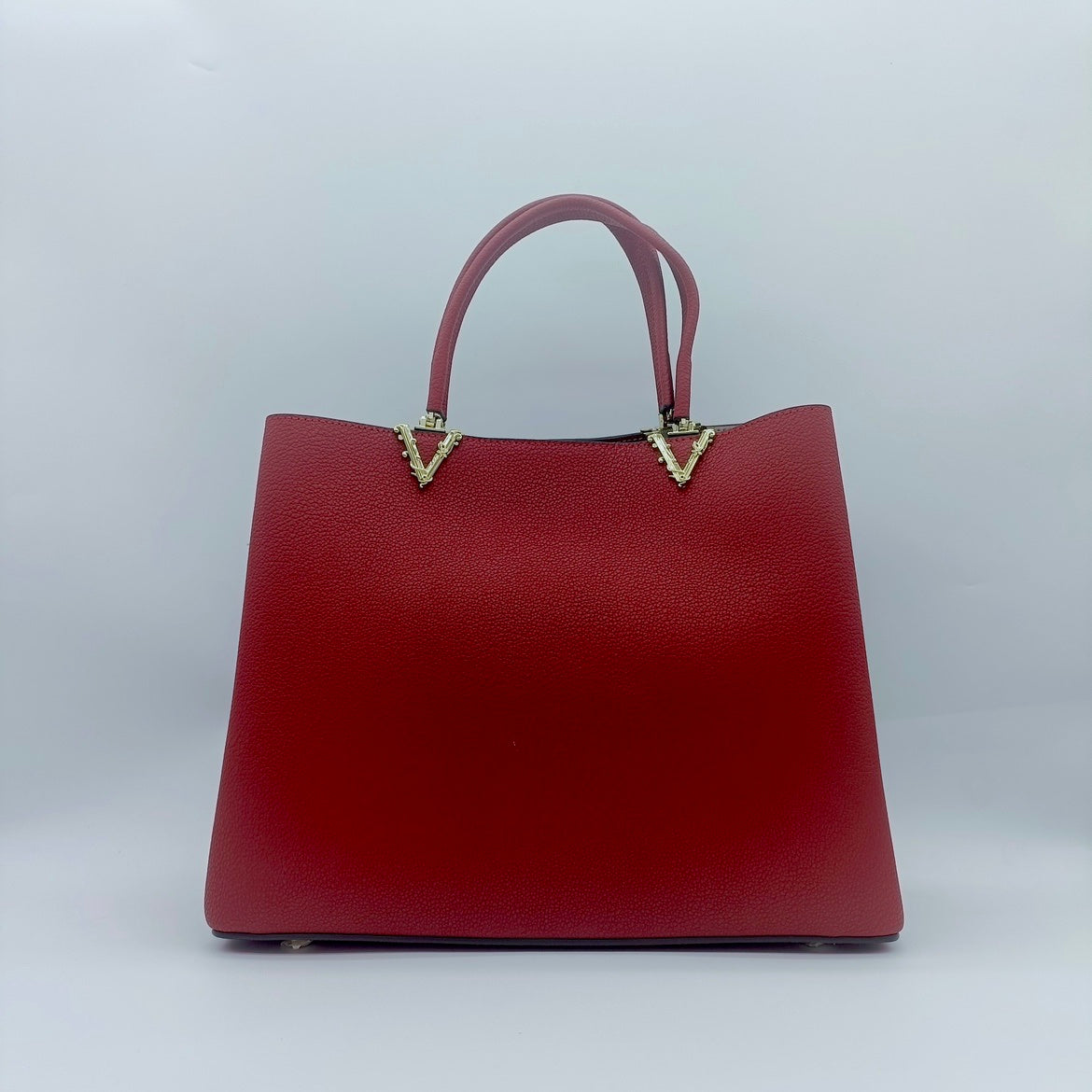 【Red V】Real Leather Handbag-，buy 1 get 1 pony and 1 headband
