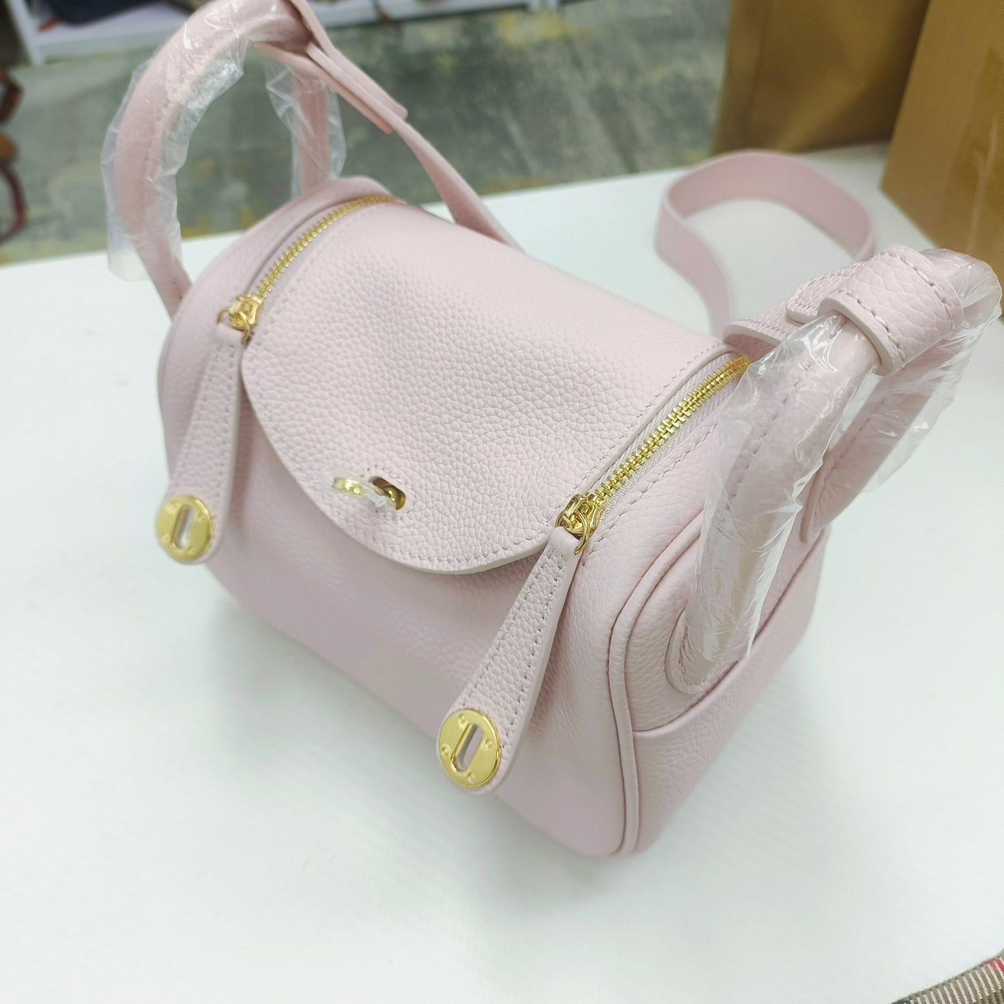 【Mini LD】Cowhide Leather Hangbag Doctor Bag，，buy 1 get 1 pony and 1 headband