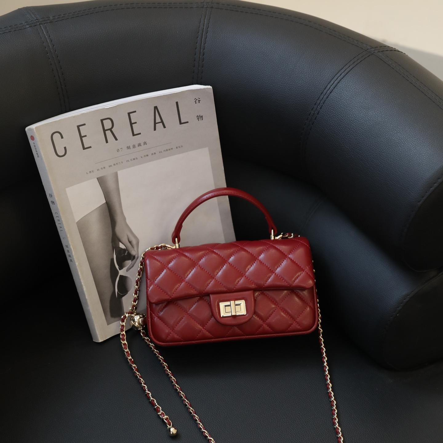 【C Bag】Quilted Handle Crossbody Bag，buy 1 get 1 pony and 1 headband